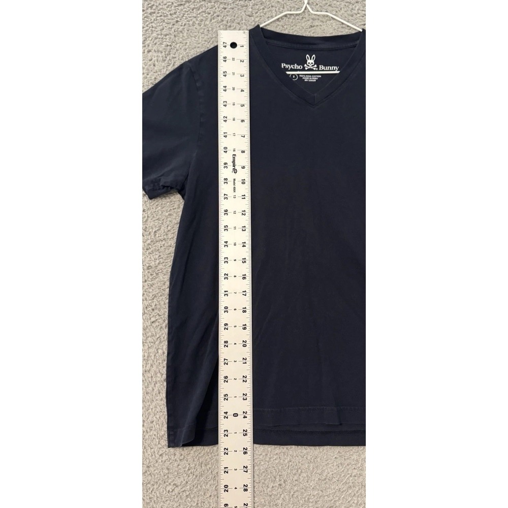 Psycho Bunny T-Shirt Men´s Size 3 Blue‎ V Neck Logo Embroidery Pima Cotton - Picture 4 of 5